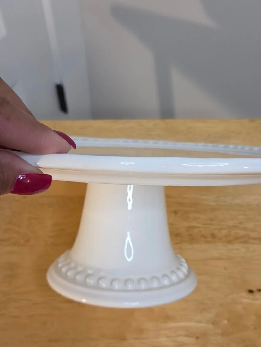 Rustic Dots White 13 in Pedestal Cake Stand